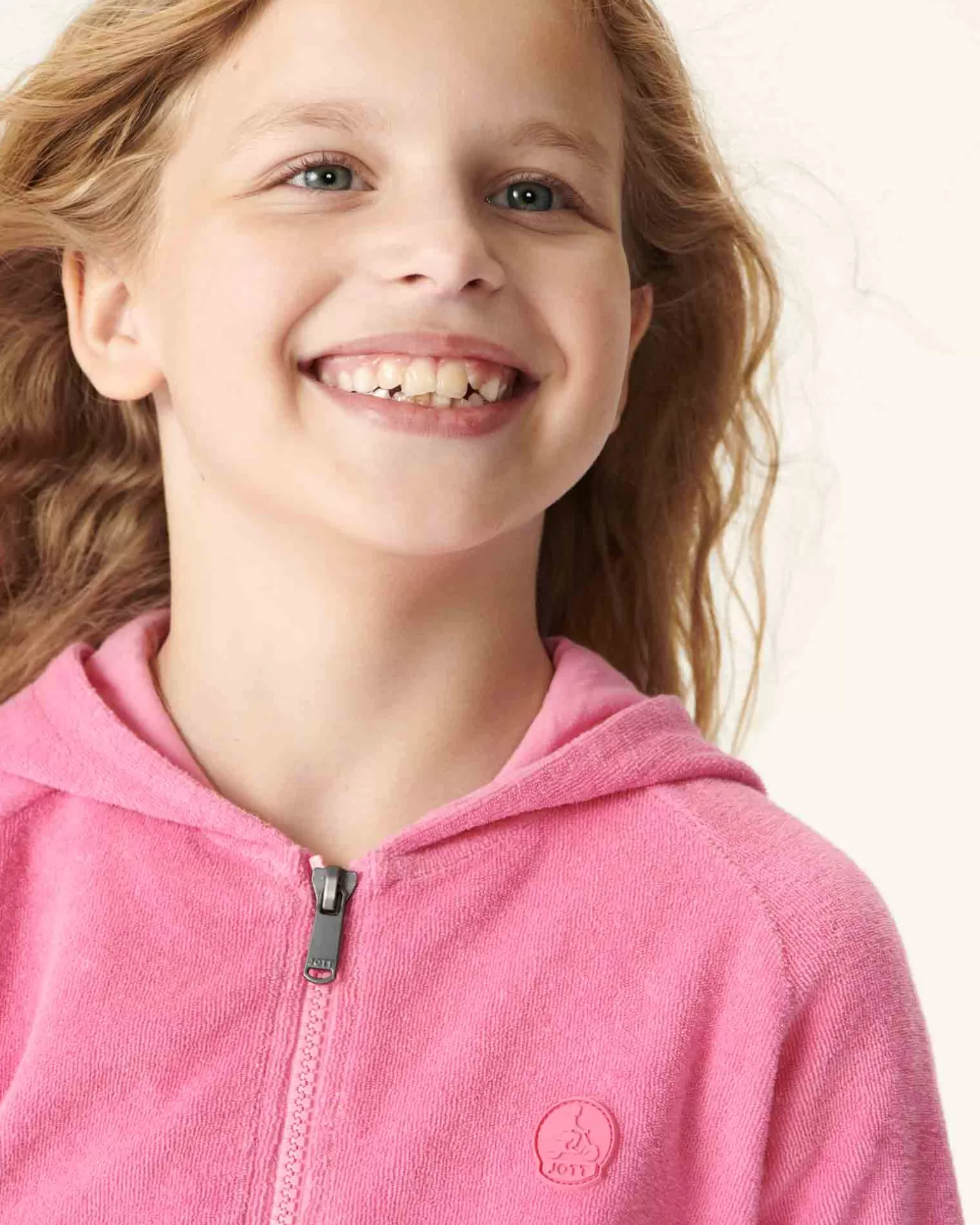 Kids JOTT Cotton Terry Zipped Jacket Intense Pink For Children Volta