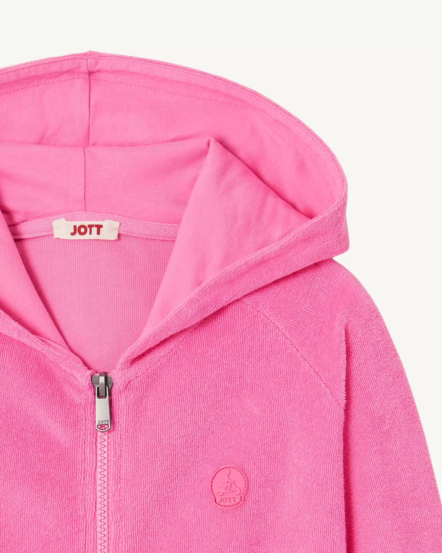 Kids JOTT Cotton Terry Zipped Jacket Intense Pink For Children Volta