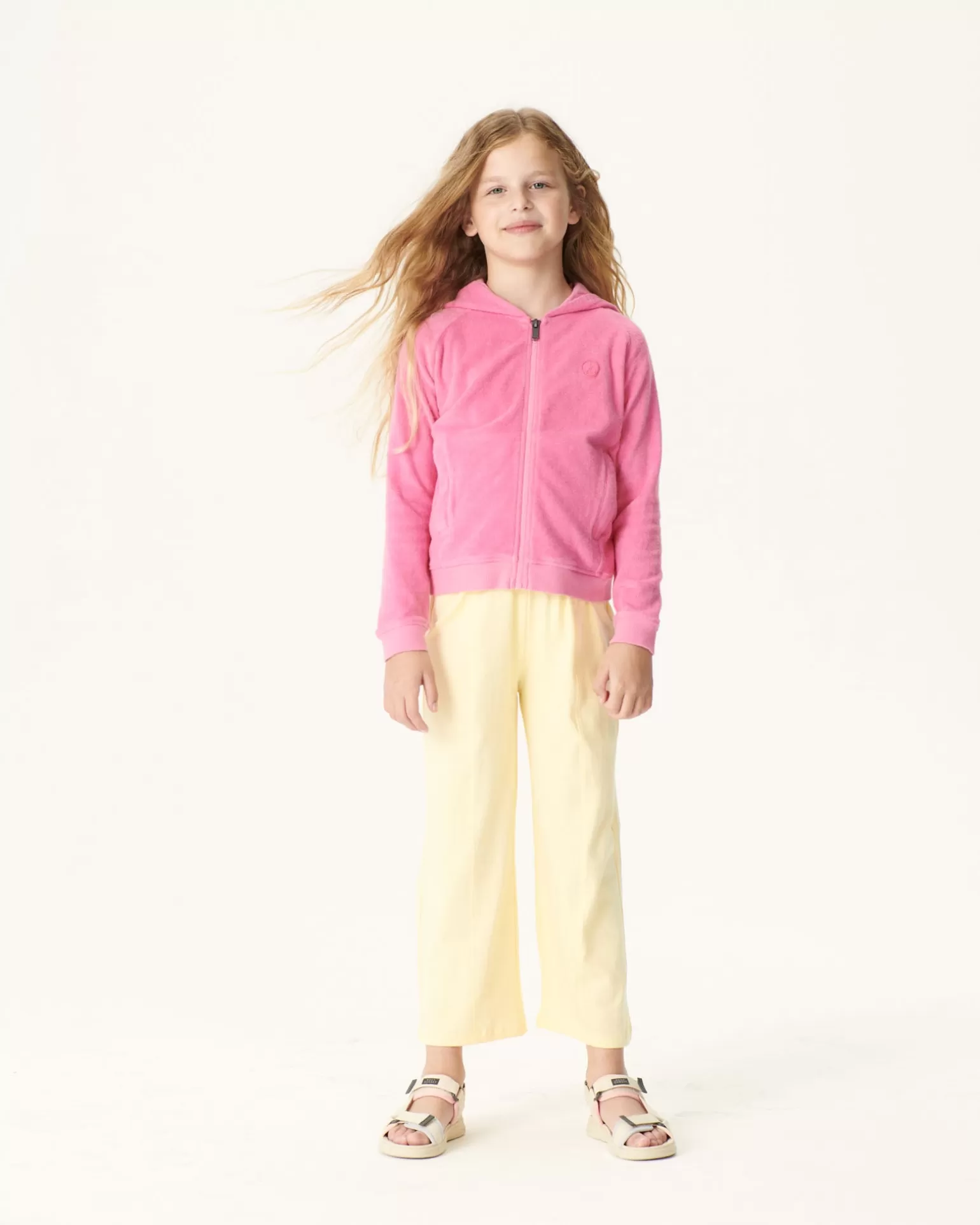 Kids JOTT Cotton Terry Zipped Jacket Intense Pink For Children Volta