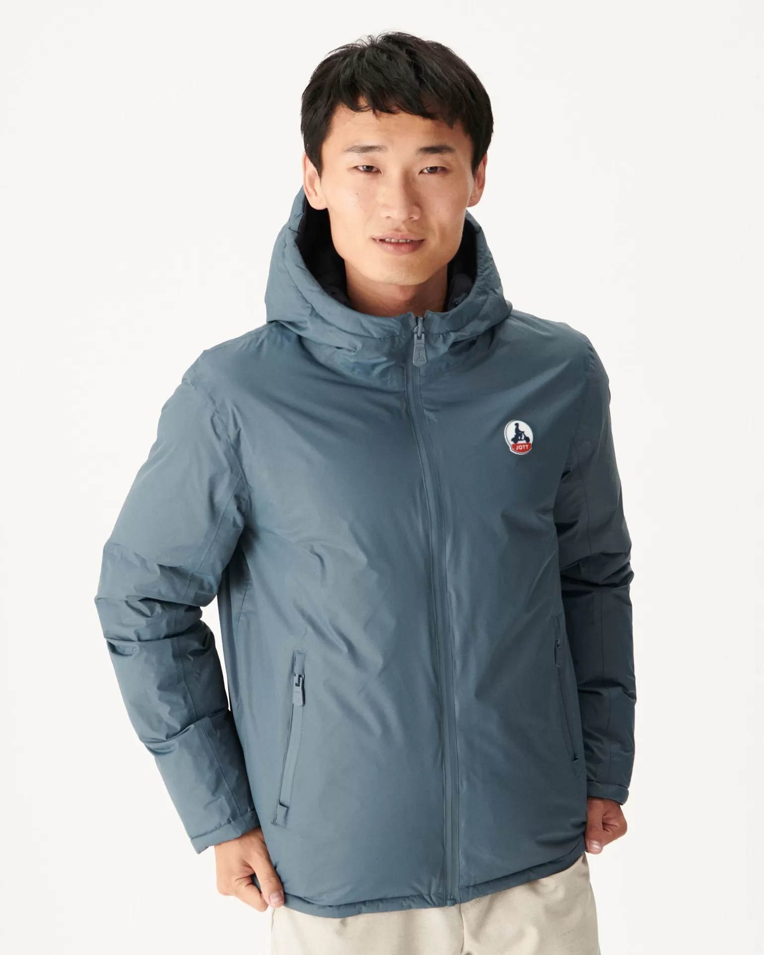 Men JOTT Reversible Hooded Down Jacket Great Cold Blue/Navy Aspen