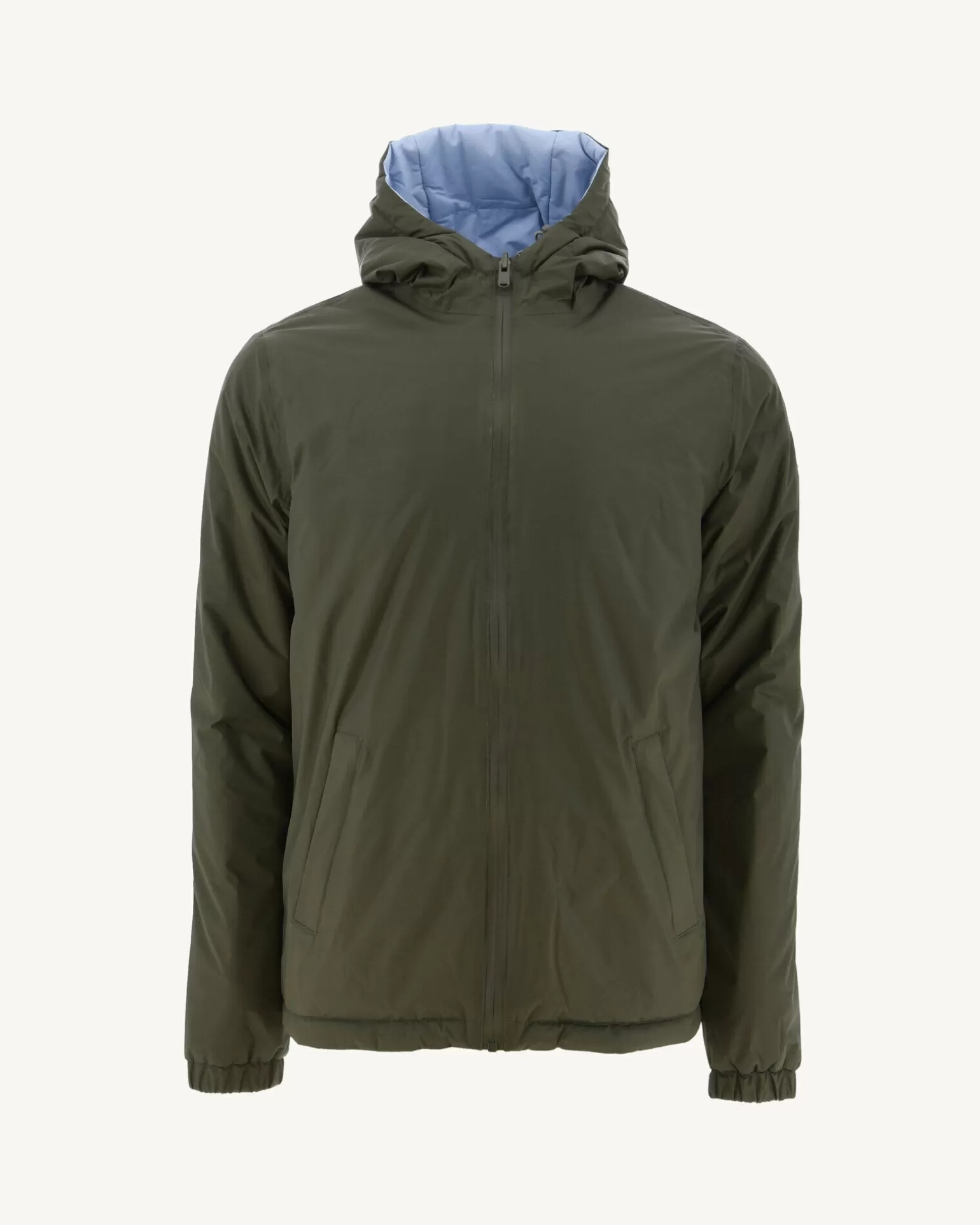 Men JOTT Reversible Ultralight Down Jacket With Hood Army/Light Blue Vigo
