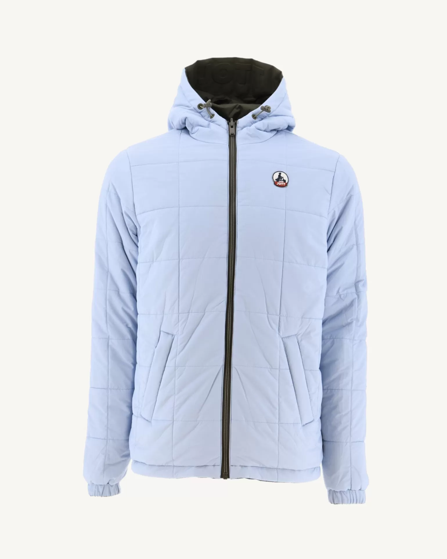 Men JOTT Reversible Ultralight Down Jacket With Hood Army/Light Blue Vigo